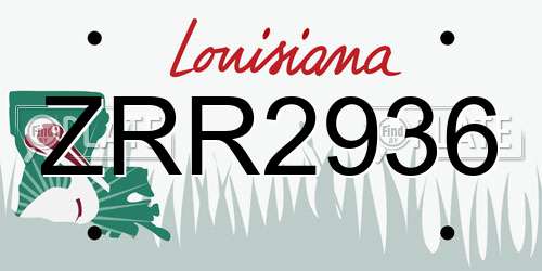 ZRR2936 Louisiana License Plate
