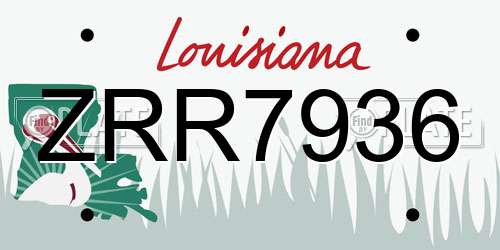 ZRR7936 Louisiana License Plate
