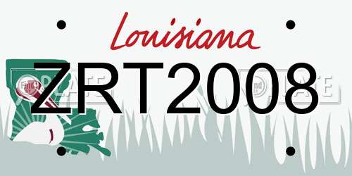 ZRT2008 Louisiana License Plate