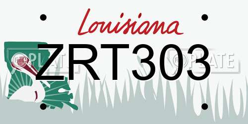 ZRT303 Louisiana License Plate
