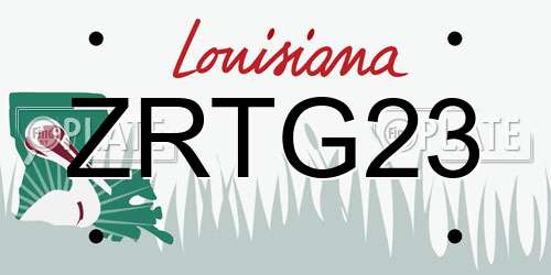 ZRTG23 Louisiana License Plate