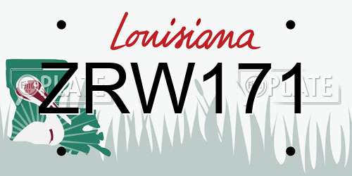 ZRW171 Louisiana License Plate