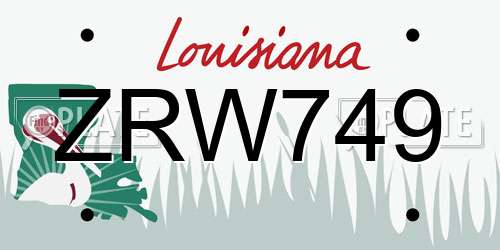ZRW749 Louisiana License Plate