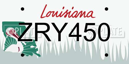 ZRY450 Louisiana License Plate