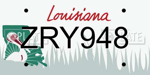ZRY948 Louisiana License Plate