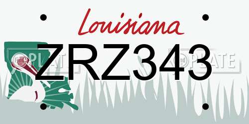 ZRZ343 Louisiana License Plate