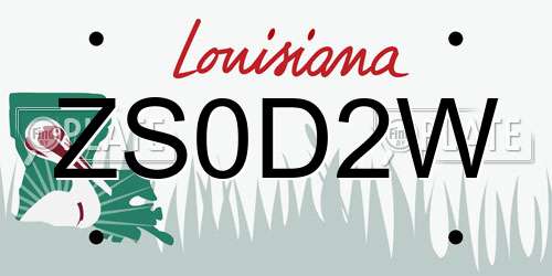 ZS0D2W Louisiana License Plate