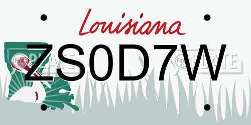 ZS0D7W Louisiana License Plate
