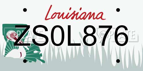ZS0L876 Louisiana License Plate