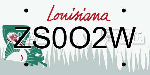 ZS0O2W Louisiana License Plate