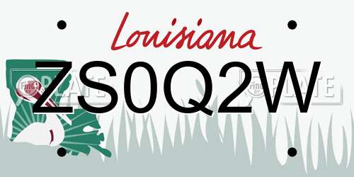 ZS0Q2W Louisiana License Plate