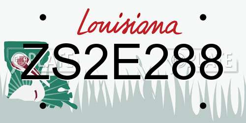 ZS2E288 Louisiana License Plate
