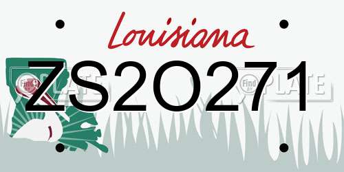 ZS2O271 Louisiana License Plate