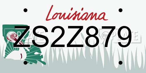ZS2Z879 Louisiana License Plate
