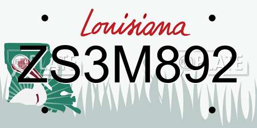 ZS3M892 Louisiana License Plate