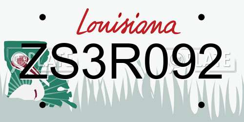 ZS3R092 Louisiana License Plate