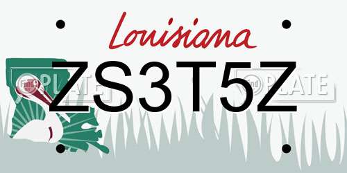 ZS3T5Z Louisiana License Plate