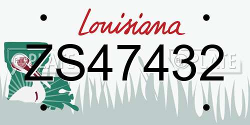 ZS47432 Louisiana License Plate