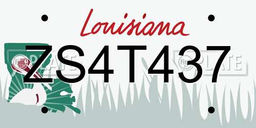 ZS4T437 Louisiana License Plate