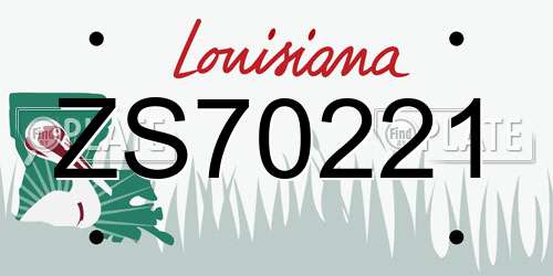 ZS70221 Louisiana License Plate