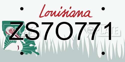 ZS7O771 Louisiana License Plate