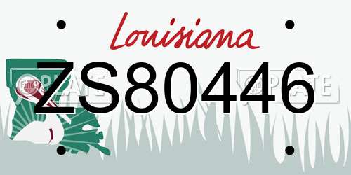 ZS80446 Louisiana License Plate