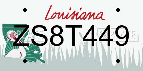 ZS8T449 Louisiana License Plate