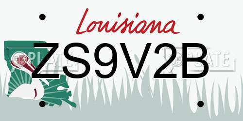 ZS9V2B Louisiana License Plate