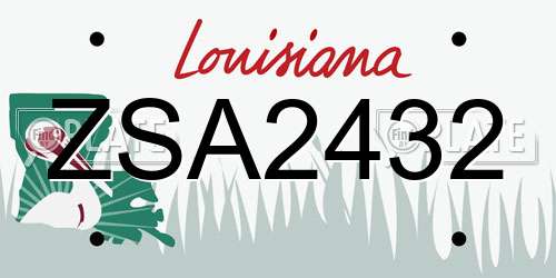 ZSA2432 Louisiana License Plate