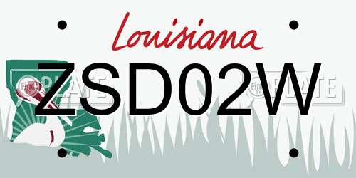 ZSD02W Louisiana License Plate
