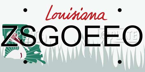 ZSGOEEO Louisiana License Plate