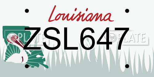 ZSL647 Louisiana License Plate