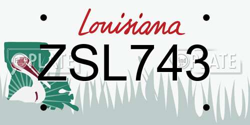 ZSL743 Louisiana License Plate