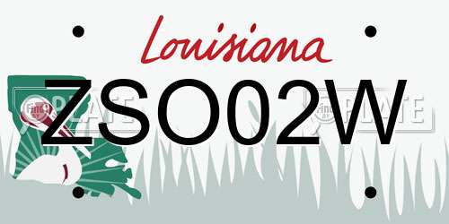 ZSO02W Louisiana License Plate