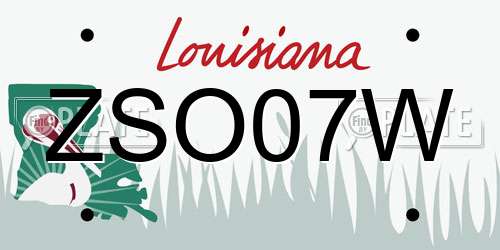 ZSO07W Louisiana License Plate