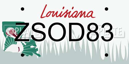 ZSOD83 Louisiana License Plate