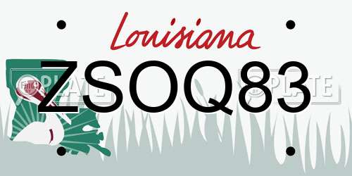 ZSOQ83 Louisiana License Plate