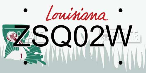 ZSQ02W Louisiana License Plate