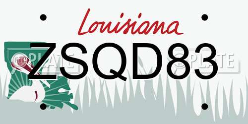 ZSQD83 Louisiana License Plate