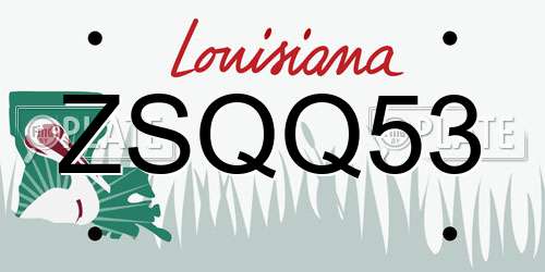 ZSQQ53 Louisiana License Plate