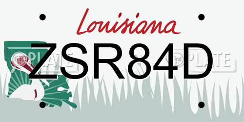 ZSR84D Louisiana License Plate