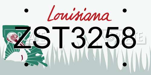 ZST3258 Louisiana License Plate