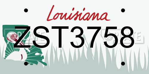 ZST3758 Louisiana License Plate