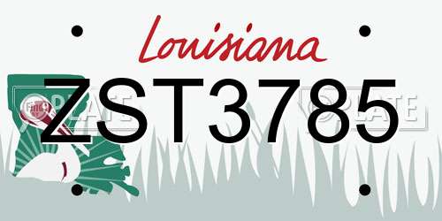 ZST3785 Louisiana License Plate