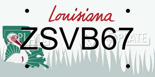 ZSVB67 Louisiana License Plate