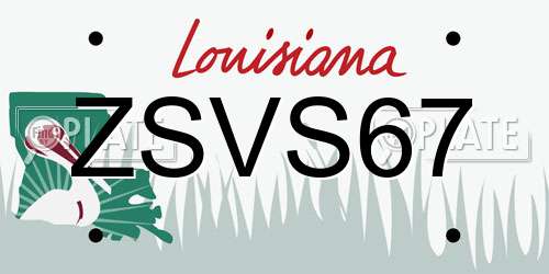 ZSVS67 Louisiana License Plate