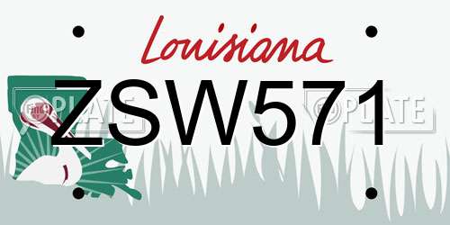 ZSW571 Louisiana License Plate