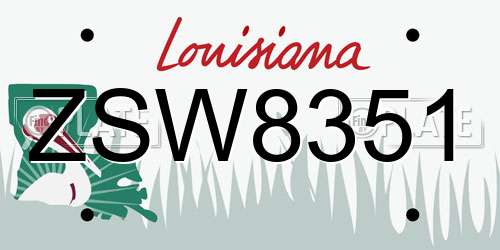 ZSW8351 Louisiana License Plate
