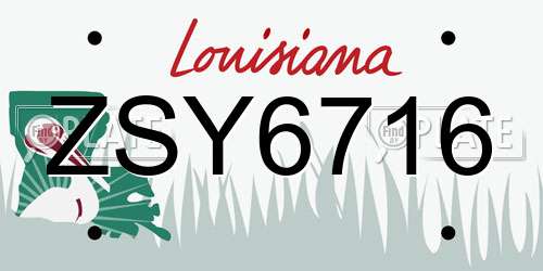 ZSY6716 Louisiana License Plate