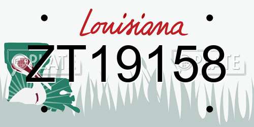 ZT19158 Louisiana License Plate